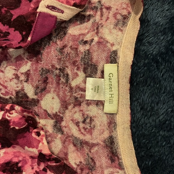 Garnet hill, deep pink floral cardigan - Picture 2 of 2